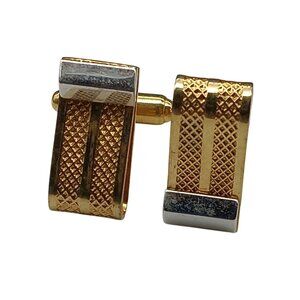 Vintage Two Tone Flex-Let Cufflinks with Textured Foldover Mesh Design